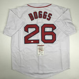 Autographed/Signed WADE BOGGS Boston White Baseball Jersey JSA COA Auto