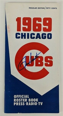 Ron Santo Signed 1969 Chicago Cubs Official Roster Book (JSA COA) HOF 3B D. 2010