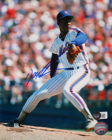 Doc Gooden Autographed NY Mets 8x10 Pitching Photo- Beckett W Hologram *Blue