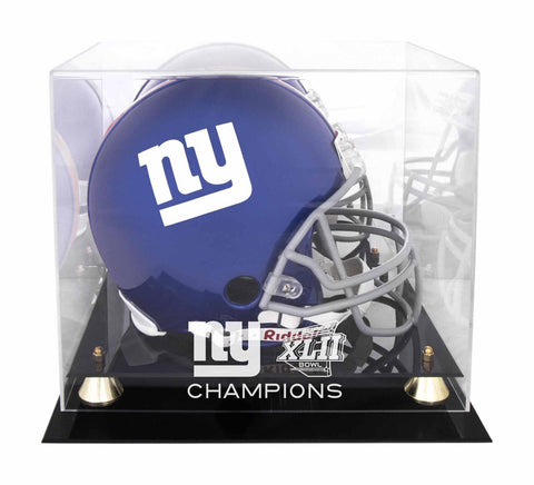 Giants Super Bowl XLII Champs Golden Classic Helmet Logo Display Case