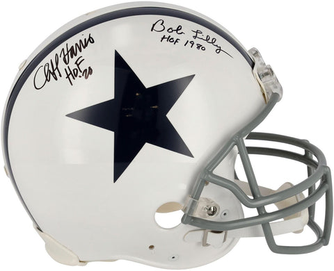 Cliff Harris/Bob Lilly Cowboys Signed 1960-1963 Throwback Helmet w/Inscs
