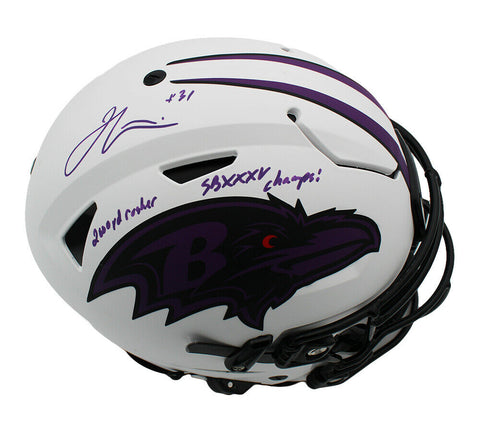Jamal Lewis Signed Baltimore Ravens Speed Flex Authentic Lunar Helmet w- 2 Insc