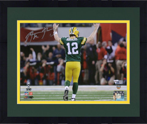 FRMD Aaron Rodgers Packers Signed 8x10 Super Bowl XLV TD Celebration Photo