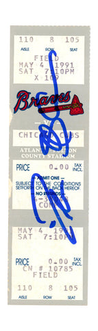 Deion Sanders Signed Atlanta Braves 5/4/1991 vs Cubs Full Ticket BAS 37255