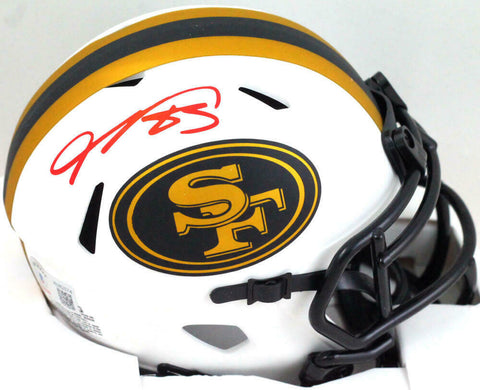 Vernon Davis Autographed SF 49ers Lunar Speed Mini Helmet- Beckett W *Red