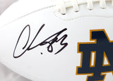 Chase Claypool Signed Notre Dame Logo Football w/Play Like a Champ-Beckett WHolo