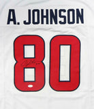 Andre Johnson Autographed White Pro Style Jersey- JSA Witness Auth *8