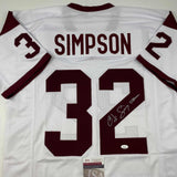 Autographed/Signed OJ O.J. Simpson USC White Football Jersey JSA COA