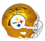 Steelers Signed F/S Blaze Helmet Roethlisberger Polamalu Ward Bettis BAS 32471