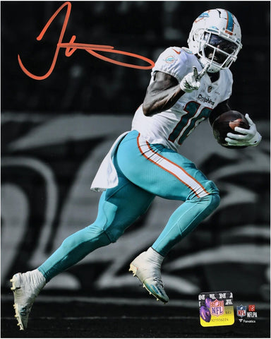 Tyreek Hill Miami Dolphins Signed 8x10 Peace Sign Spotlight Photo