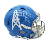 Billy Signed Houston Oilers Speed Full Size TB Blue NFL Helmet w/AD &AllPro