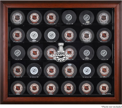 Penguins 2016 Stanley Cup Champs Mahogany Framed 30-Puck Display Case