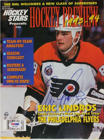 Flyers Eric Lindros Authentic Signed 1993 Hockey Magazine PSA/DNA #Q12286