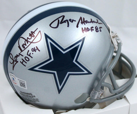 Roger Staubach/Tony Dorsett Autographed Dallas Cowboys Mini Helmet w/HOF-BAWHolo