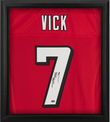 Michael Vick Atlanta Falcons Framed Autographed Reebok Red Jersey Shadowbox