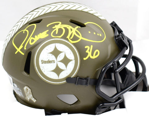 Jerome Bettis Signed Steelers Salute to Service Speed Mini Helmet-Beckett W Holo