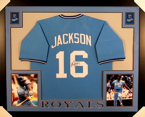 Bo Jackson Signed Royals 35x43 Custom Framed Jersey / MLB All-Star Game MVP 1989