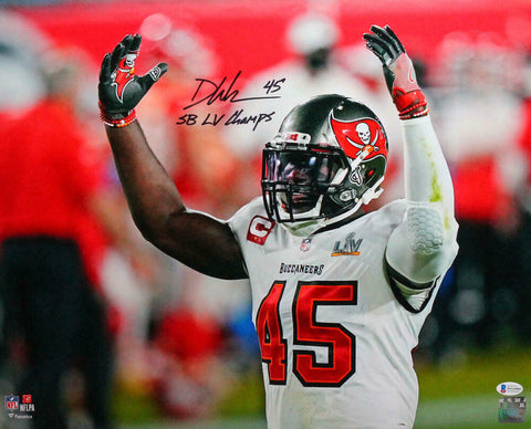 Devin White Signed Buccaneers 16x20 Arms Up Photo W/ Insc- Beckett W Auth *Blac
