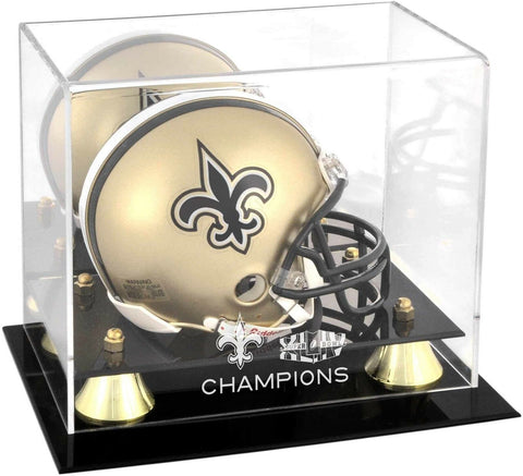 New Orleans Saints Super Bowl XLIV Champs Golden Classic Mini Helmet Logo Case