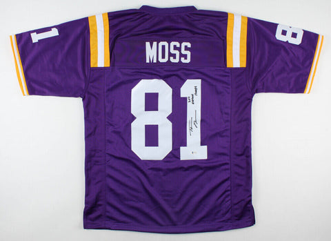 Thaddeus Moss Signed LSU Jersey Inscribed "2019 National Champs" (Beckett Holo)