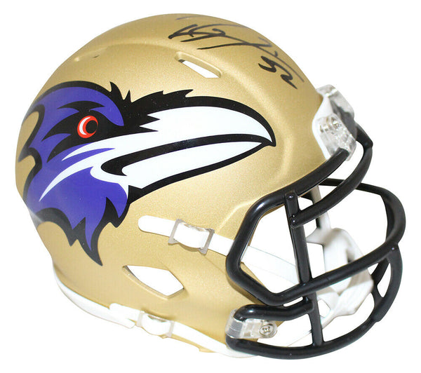 Ray Lewis Autographed/Signed Baltimore Ravens AMP Mini Helmet JSA 26229