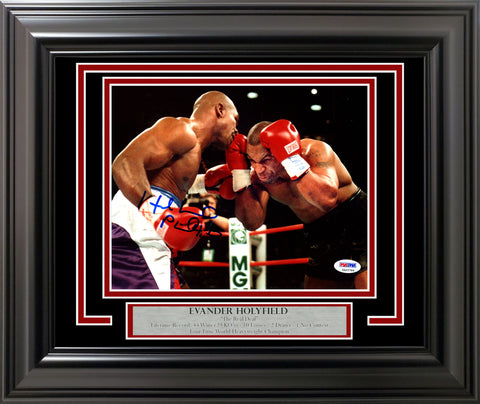 Evander Holyfield Autographed Framed 8x10 Photo vs. Mike Tyson PSA/DNA #5A22789