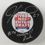 Jeremy Roenick Signed 1988 NHL Draft Logo Puck Ins."8th Overall Pick" Blackhawks