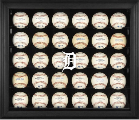 Tigers Logo Black Framed 30-Ball Display Case - Fanatics