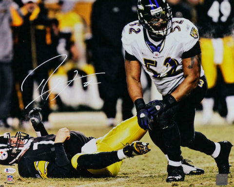 Ray Lewis Signed Ravens 16x20 Over Roethlisberger FP Photo- Beckett W Auth *Whit