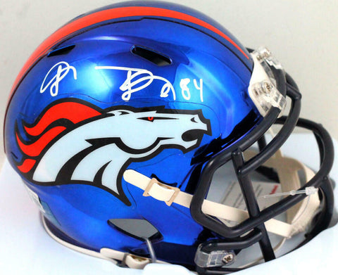 Shannon Sharpe Autographed Denver Broncos Chrome Mini Helmet- Beckett W* White