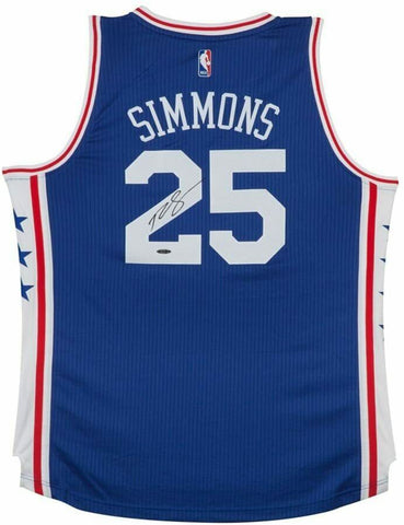 BEN SIMMONS Autographed Philadelphia 76ers Away Blue Jersey UDA