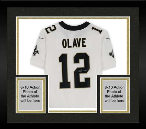 Framed Chris Olave New Orleans Saints Autographed White Nike Limited Jersey