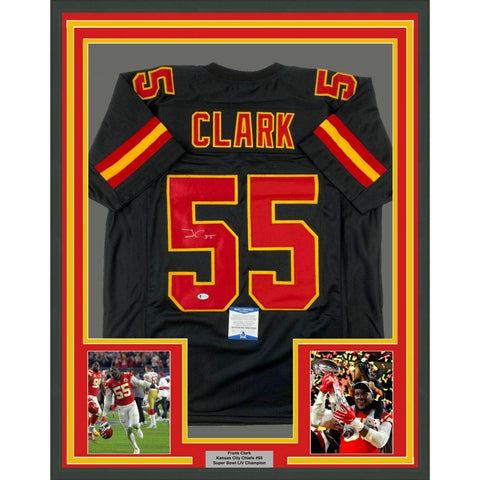 FRAMED Autographed/Signed FRANK CLARK 33x42 Kansas City Black Jersey PSA/DNA COA