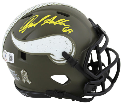Vikings Jared Allen Signed Salute To Service Speed Mini Helmet BAS Witnessed