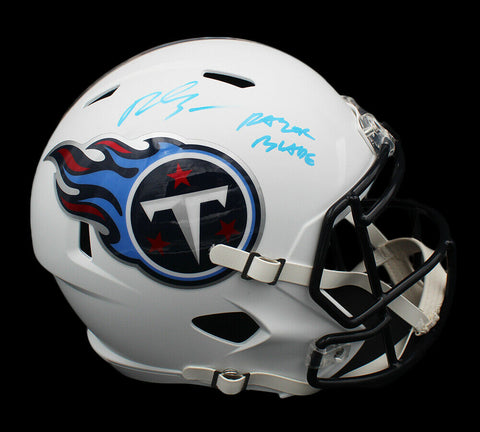 Rashaan Evans Signed Titans Speed Full Size White Matte NFL Helmet - Inscription