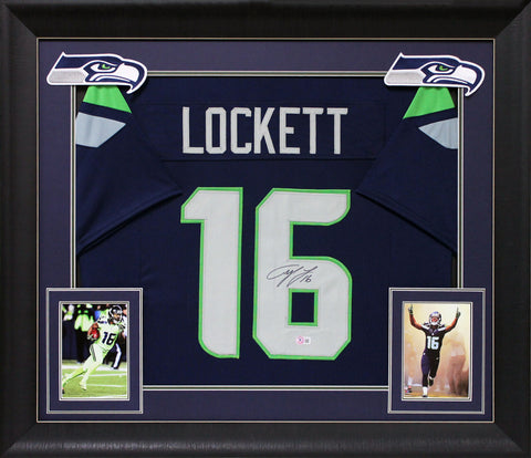 Tyler Lockett Authentic Signed Navy Blue Pro Style Framed Jersey Autographed BAS