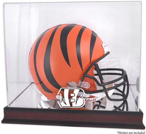 Cincinnati Bengals Mahogany Helmet Logo Display Case w/Mirror Back
