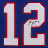 Jim Kelly Signed Buffalo Bills 35" x 43" Framed Jersey (JSA COA) 5xPro Bowl Q.B.