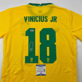 Autographed/Signed Vini Vinicius Jr. #18 Brazil Yellow Jersey Beckett BAS COA