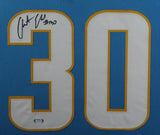 AUSTIN EKELER (Chargers light blue SKYLINE) Signed Autographed Framed Jersey JSA