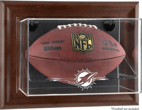 Dolphins Brown Framed Wall-Mountable Football Case - Fanatics