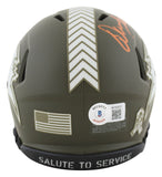 Buccaneers Warren Sapp HOF 13 Signed Salute To Service Speed Mini Helmet BAS Wit