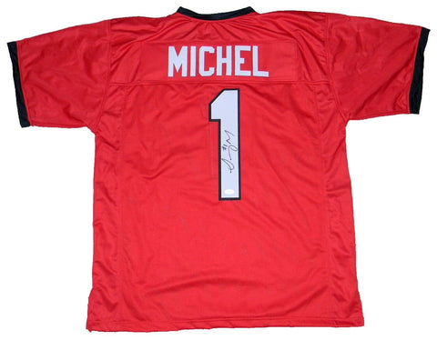SONY MICHEL SIGNED AUTOGRAPHED GEORGIA BULLDOGS #1 RED JERSEY JSA
