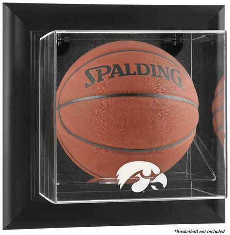 Iowa Hawkeyes Black Framed Logo Wall-Mountable Basketball Display Case- Fanatics