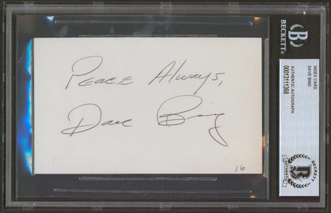 Pistons Dave Bing "Peace Always" Authentic Signed 3x5 Index Card BAS Slabbed