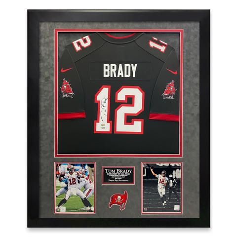 Tom Brady Signed Autographed Pewter Buccaneers Jersey Framed to 32x40 Fanatics