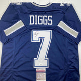 Autographed/Signed Trevon Diggs Dallas Blue Football Jersey JSA COA
