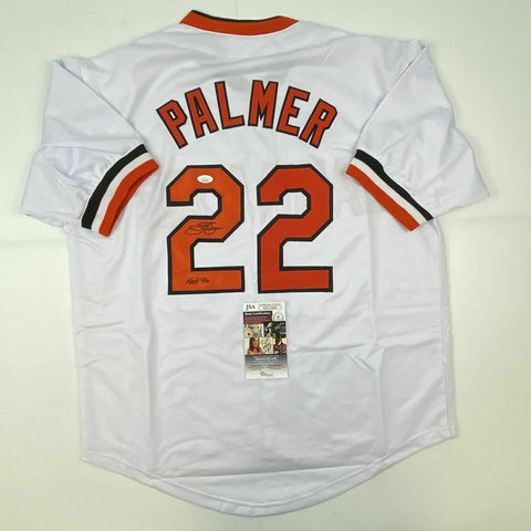 Autographed/Signed JIM PALMER HOF 1990 Baltimore White Baseball Jersey JSA COA