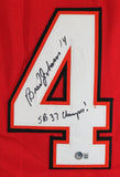 Brad Johnson SB 37 Champs Authentic Signed Red Pro Style Jersey BAS Witness