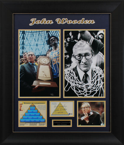 UCLA John Wooden Authentic Signed & Framed 3.5x5.5 Index Card BAS #Z99819